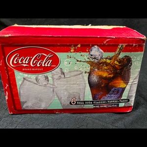 Vintage 1990 Christmas Coke glasses Set of 6 with Santa design